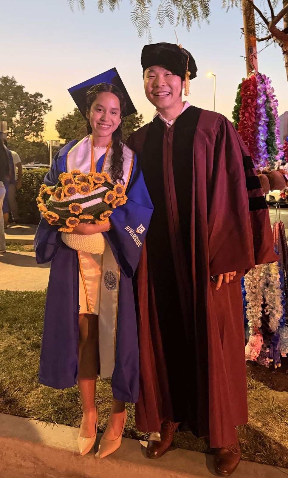 Arini Derrick with Professor Ye Li after UCR commencement