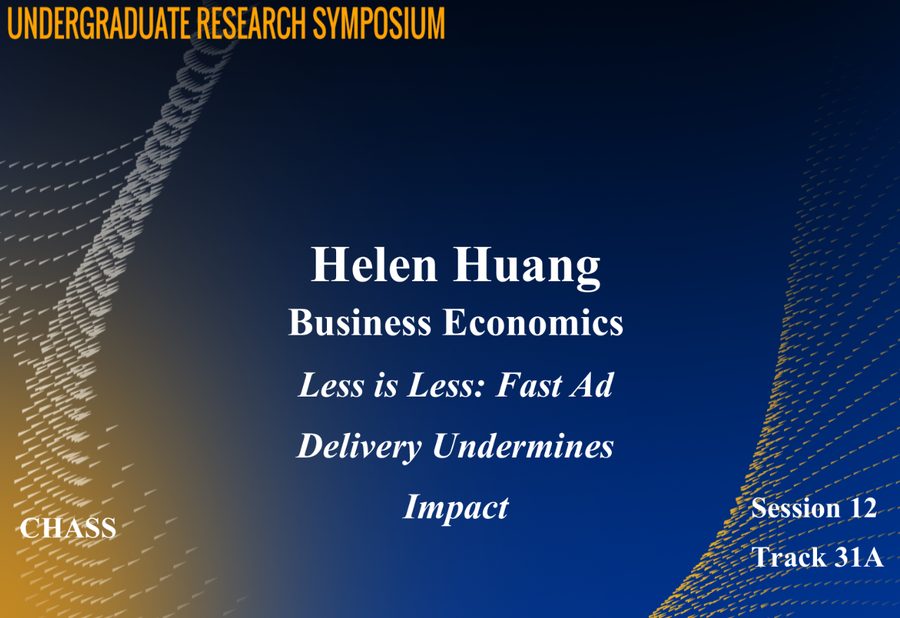 Helen Huang's presents at UCR's Undergraduate Research Symposium