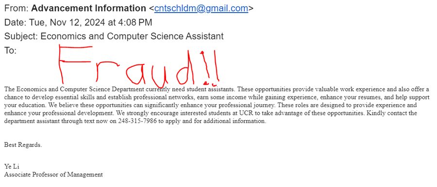 Fraud email example 4
