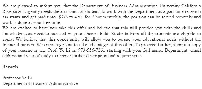 Fraud email example 6
